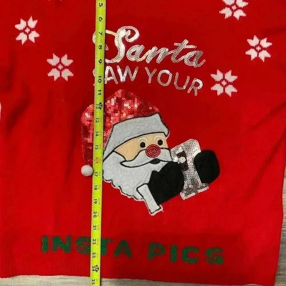 No Boundaries Christmas Sweater Size XXL Saying’ I Saw Your Insta Pic’ - Picture 8 of 10